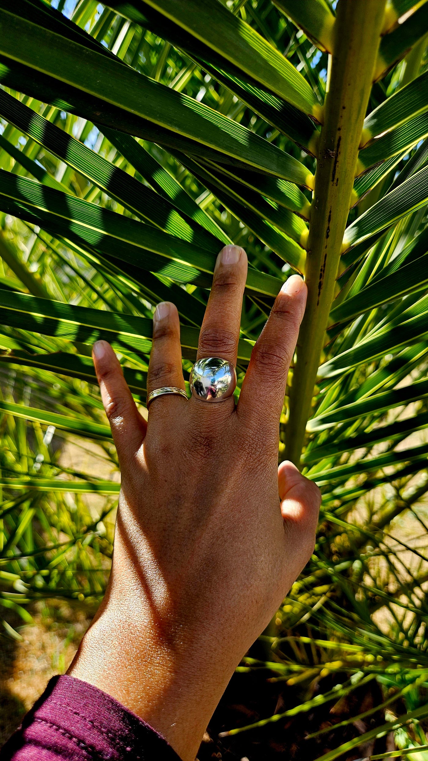 Bague boule Bulle en Argent. bijou artisanal durable fabriqué à la main en France par Atelier Moja Bijoux