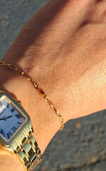 Bracelet permanent en vermeil avec pierre de naissance réalisé à Pérols près de Montpellier par Atelier Moja Bijoux
